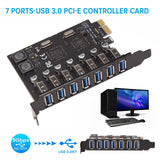 1 x RAW Customer Returns USB 3.0 PCI-E Expansion Card Adapter 7 Ports Hub Adapter External Controller PCI-E Extender PCI Card for Desktop - RRP €28.91