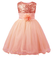 1 x RAW Customer Returns JerrisApparel Little Girl Sequin Flower Wedding Banquet Party Child Dress 8 Years, Orange  - RRP €24.99