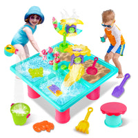 1 x RAW Customer Returns VATOS Sand Water Play Table for Toddlers 3-5, 4 IN 1 Water Table Beach Table for Kids, 25pcs Outdoor Activities Sensory Play Table for Toddlers Summer Beach Garden Backyard Pond Shower - RRP €39.34