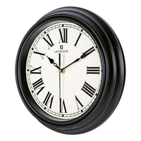 1 x RAW Customer Returns Lafocuse 30 cm Silent Wall Clock Roman Numerals, Classic Wall Clock Black, Retro Wall Clock Without Ticking Noise for Living Room Bedroom Kitchen Office - RRP €21.99