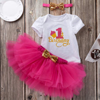 1 x RAW Customer Returns 3PCS Baby Girl Clothes Newborn Princess Birthday Outfit Short Sleeve Romper Tutu Skirt Headband Set - RRP €19.18