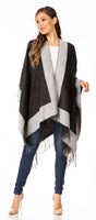 1 x Brand New Sakkas 1927 - Avi Womens Open Front Poncho Wool Cardigan Ruana Cape Scarf W Fringe - White - OS - RRP €30.99