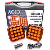 1 x RAW Customer Returns AOJO 2 x Orange Wireless LED Warning Light 4 Light Modes, Yellow Amber Wireless Battery Warning Flasher Set with Protective Box - Magnetic, Rechargeable, Waterproof, E-Mark - RRP €90.74