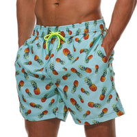 1 x RAW Customer Returns HLVEXH Men Light Green Blue Green Pineapple Lined Board Shorts Funny Retro Elastic Band Rawsting Shorts for Men XL - RRP €24.0