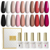 19 x Brand New ROSALIND UV Nail Polish Set Fluorescent Color Macaron Pastel Gel Nail Polish, 10 Colors Shellac Summer Colors Nail Polish Set UV LED Soak Off Gel Polish Nude Colors 6ml - RRP €270.94