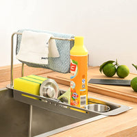 1 x RAW Customer Returns HOJKMA Sink Organizer Telescopic Kitchen Sink Caddy, Over the Sink Adjustable Organizer with Tea Towel Holder Residue Filter Stainless Steel Sponge Holder Organizer - RRP €15.76