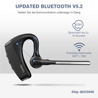 1 x RAW Customer Returns Conambo Headset Bluetooth V5.2,Wireless Bluetooth Hands-Free Headset with CVC 8.0 and ENC Dual Mic Noise Cancelling,70 Hours Playtime with Charging Case,Bluetooth Ear for Driving Office Business - RRP €49.99