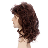 1 x RAW Customer Returns STfantasy Brown Mullet Wig 70s Disco Party Men Wig Long Curly Wigs for Men Hippie Rocking 80s Them Party Cosplay Costume Canival Heat Resistant Hair Wigs - RRP €26.2