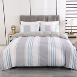 1 x RAW Customer Returns Qucover Stripe Duvet Cover Set 155x220 Grey Blue Single, and 2 Pillow Cases 80x80 cm - RRP €22.61