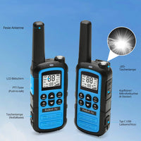 1 x RAW Customer Returns Radioddity PR-T6 Walkie Talkie PMR446 License Free Two Way Radio for Adults Kids, Rechargeable Walky Talky with VOX, USB-C Charging, Flashlight, Earpiece for Camping Hiking, 2 Pack, Blue - RRP €35.4