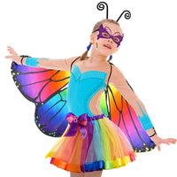 1 x RAW Customer Returns Tacobear Pack of 5 Butterfly Costume Children Girls Butterfly Wings with Mask Tutu Skirt Tulle Skirt Headband Tattoos Cape Wings Halloween Carnival Cosplay Colourful  - RRP €19.74