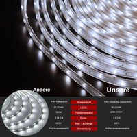 1 x RAW Customer Returns DBFAIRY 15M Solar LED Strip Outdoor, Solar LED Strip 540 LEDs IP68 Waterproof, 8 Modes Dimmable Light Strips with Remote Control, LED Tape Self-Adhesive for Home, Garden, Patio, Balcony White  - RRP €43.36