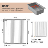 1 x RAW Customer Returns Rainsworth Dish Drainer, Sink Drainer, Foldable Dish Drainer, Heat Resistant, Stainless Steel Dish Drainer for Drying Fruits, Vegetables and Dishes, 44x38 cm, Gray New  - RRP €19.98