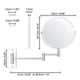 1 x RAW Customer Returns BELLE VOUS Chrome Mirror Extendable Cosmetic Mirror 360 Rotatable - 5X Magnifying Mirror Wall Mounted - 22 x 20.7 cm Wall Mirror Silver Stainless Steel, Double Makeup Mirror, Shower Mirror Shaving Mirror - RRP €27.22