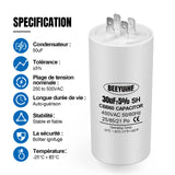 1 x RAW Customer Returns BEEYUIHF CBB60 30uf Starting Capacitor, 30 F, 50 x 108 mm, 50 60 Hz, 450 VAC with M8 Screw, for Electric Motor Dryer Washing Machine - RRP €26.4