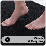 1 x RAW Customer Returns Homaxy Chenille Bathroom Rug Non-Slip Bath Mat Washable Bath Rug Soft Bath Mat Absorbent Shower Mat for Bathroom - 60x120 cm, Black - RRP €30.24