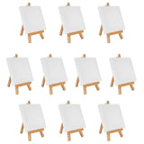 1 x RAW Customer Returns Belle Vous Pack of 10 Mini Canvases with Wooden Easel 10 x 10 cm Pre-Stretched and Primed Canvases in White Small Tabletop Easel for Oil and Acrylic Paintings - Canvases for Children - RRP €21.77