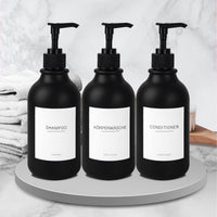 1 x RAW Customer Returns Ezebesta 3 pieces soap dispenser with wall mount 500ml black pump dispenser for lotion with 22 labels - RRP €21.17