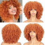 1 x RAW Customer Returns ColourfulPanda Afro Wig Women s Curly Ginger Red Wigs for Women Natural Synthetic Hair Kinky Curly Wig with Bangs for Black Women Orange Copper  - RRP €26.44