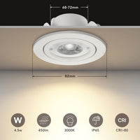 1 x RAW Customer Returns OREiN LED recessed spotlights 230V dimmable 6W IP65 bathroom recessed lights with wide 100 , 3000K warm white LED recessed spotlights ceiling spotlights for bathroom kitchen living room shower, 6 pieces - RRP €35.27