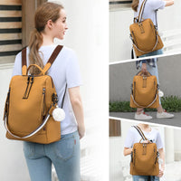 1 x RAW Customer Returns SPAHER Women s Rucksack Bags Vintage PU Leather Backpack Casual Shoulder Bag Waterproof Travel Daypack College School Gift for Girls - RRP €30.62