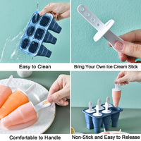 1 x Brand New WoskjXas Ice Lolly Mold Silicone, Ice Cream Molds Popsicle Mold Easy, DIY Ice Cream Stick Mold, Mold Removal Ice Cream Stick, 6 Cell Ice Cream Stick Molds with a Cleaning Brush and Silicone Folding Funnel - RRP €20.4