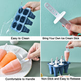 1 x Brand New WoskjXas Ice Lolly Mold Silicone, Ice Cream Molds Popsicle Mold Easy, DIY Ice Cream Stick Mold, Mold Removal Ice Cream Stick, 6 Cell Ice Cream Stick Molds with a Cleaning Brush and Silicone Folding Funnel - RRP €20.4