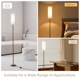 1 x RAW Customer Returns Lithomy 9W LED floor lamp, floor lamp living room dimmable, floor lamp with 3 color temperatures, E27 reading lamp floor lamp with linen lampshade foot switch, vintage floor lamp for bedroom, white - RRP €41.71