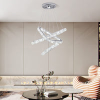 1 x RAW Customer Returns LED Crystal Ceiling Light, Modern Crystal Chandelier, Stainless Steel Pendant Light for Bedroom Living Room Dining Room - RRP €87.72