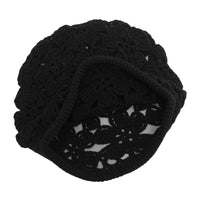 1 x RAW Customer Returns ZLYC Women Cotton Crochet Slouchy Beanie Hat Handmade Knit Cutout Summer Floral Skull Cap, Crochet Black, One Size - RRP €20.09