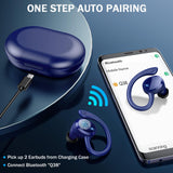 3 x RAW Customer Returns Rulefiss Sports Headphones, Wireless Bluetooth 5.3 HiFi Stereo, 13 mm Driver Wireless Earbuds with HD Mic, 48 Hours In-Ear Earphones with Bracket, IP7 Waterproof, USB-C LED Charging Box Blue  - RRP €97.8