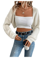 1 x RAW Customer Returns GORGLITTER Women s Shrug Cardigan Bolero Sweaters Open Front Crop Cardigan Ribbed Knit Long Sleeve Drop Shoulder Jacket Short Cardigan Beige S - RRP €30.24