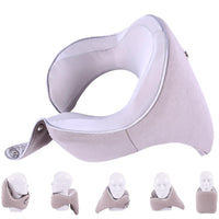 1 x RAW Customer Returns Joscoal Neck Pillow Travel, Travel Pillow Airplane Chin Support Memory Foam Travel Pillow Support Function Ideal for Travel Office Cars and Gaming. Universal Size Soft and Adjustable, Gray - RRP €30.24