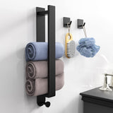 1 x RAW Customer Returns Towel Holder Without Drilling, Oneyus SUS304 Stainless Steel Guest Towel Holder Black Self-Adhesive Towel Rail Bath Towel Holder with Hooks for Bathroom Kitchen with 2 Towel Hooks  - RRP €20.15