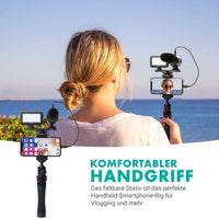 1 x RAW Customer Returns Movo iVlogger Vlogging Kit for iPhone - Lightning Compatible Video Vlogging Set - Accessories Cell Phone Tripod, Cell Phone Holder, LED Light and Directional Microphone - YouTube Starter Set or iPhone Vlogging - RRP €111.36