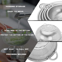 1 x RAW Customer Returns Stainless steel sieve set - fine stainless steel sieve with handle - mesh sieve, sieve set for kitchen, pasta, vegetables, rice, fruit, food, dishwasher safe, set of 5 19.1 cm 22.1 cm 24.9 cm 29 cm 31cm  - RRP €36.29