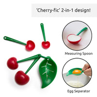 1 x RAW Customer Returns Ototo Mon Cherry Measuring Spoons and Egg Yolk Separator - 2 in 1 Including 4 x Measuring Spoons 1 x Egg White Separator - BPA Free Dishwasher Safe - RRP €14.99