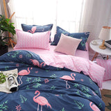 1 x RAW Customer Returns Homewish Flamingo Duvet Cover 200x200 Pink Flamingo Duvet Cover Cute Animal Flowers Flamingo Bedding Set for Boys Girls Children Women Soft Microfiber Reversible Bedding with 2 Pillowcases, Blue - RRP €31.42