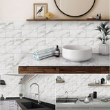 1 x RAW Customer Returns Tile stickers 15 x 30 cm for kitchens, 12 pieces marble PVC tile stickers tiles bathroom self-adhesive tile decor stickers brick for the dining room bathroom tile foil decoration - RRP €16.84