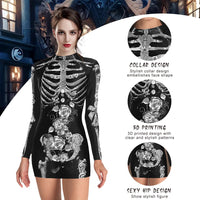 1 x RAW Customer Returns Skeleton Costume Women, Halloween Costume Women, Halloween Skeleton Costume Adults, Sexy Scary Skeleton Jumpsuit Bodysuit Skirt Carnival Costumes Women For Halloween Carnival Mardi Gras Party L  - RRP €25.99