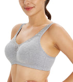 1 x RAW Customer Returns Lemorosy Women s Cotton Comfort Bra with Comfortable Buckles Mimimizer Size Without Underwire Grey, 90C  - RRP €24.0