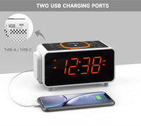 1 x RAW Customer Returns iTOMA digital clock radio with wireless charging station, 15W fast wireless charger for iPhone Samsung Galaxy night light, auto manual dimmer control and 1.4 orange display CKS209-2 - RRP €59.99