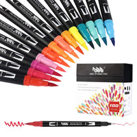 1 x RAW Customer Returns hhhouu 100 Colors Brush Pen Lettering Double Tip Fine Tip Watercolor Pens Coloring Pens for Adults Bullet Journal, Calligraphy, Drawing, Mandala HO-100B - RRP €29.99