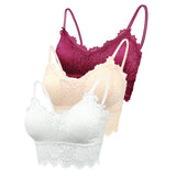 1 x Brand New FEOYA Women s Sports Bras Pack of 3 Lace Bra Top Set Without Underwire Push Up Yoga Bra for Women - RRP €27.6