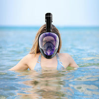 1 x RAW Customer Returns LUXPARD Snorkel Mask Full Face Diving Goggles for Adults and Children, Anti-Fog Anti-Leak 180 Panorama Wide View Diving Mask Black with Coated Lens, S M  - RRP €40.33