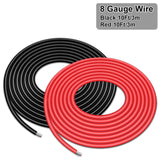 1 x RAW Customer Returns 10mm2 Cable, 8 AWG Electronics Cable, iGreely 3m Red 3m Black Tinned Copper Wire for Solar Panel Audio Automotive Trailer Marine Wiring Harness Wiring - RRP €26.21