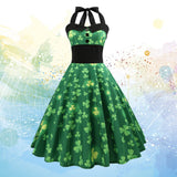 1 x RAW Customer Returns ifundom 1Pc Chest Wrapped Green Shamrock Sleeveless For Tall Grass Sleeve Hanging Favor Printed Straps Waist Swing Dresses Patricks Retro Irish M Holiday Size Patrick s Vintage Neck - RRP €33.17