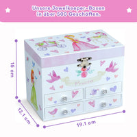 1 x RAW Customer Returns Jewelkeeper - Fairytale Princess and Hearts Large Musical Jewelry Storage Box with 4 Pull Out Drawers - Dance of the Sugar Plum Fairy Melody - RRP €39.99