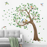 1 x RAW Customer Returns decalmile Wall Tattoo Tree Large Green Wall Sticker Tree Leaves Birds Wall Sticker Children s Room Bedroom Living Room Wall Decoration - RRP €21.17