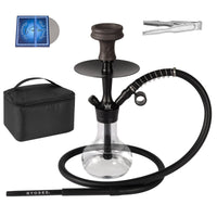 1 x RAW Customer Returns Ryosee 35cm small mini shisha to go with carrying bag and premium accessories connections and hoses, stone head with silicone head gasket, dip tube with diffuser black  - RRP €33.26